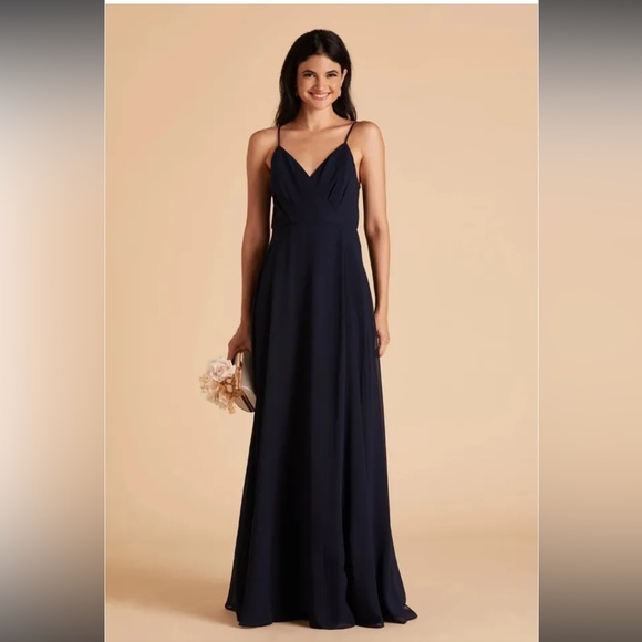 BHLDN Kaia Chiffon Bridesmaid Dress Navy XS - Picture 4 of 6